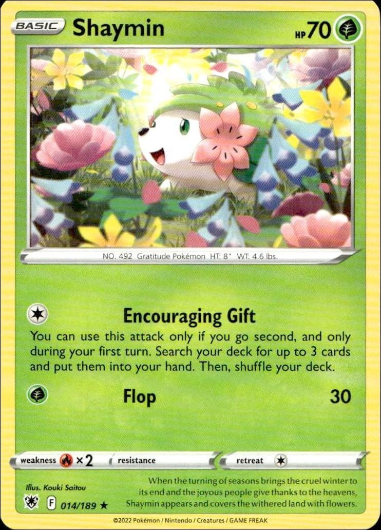 2022 Pokémon Astral Radiance Shaymin #014/189 trading card