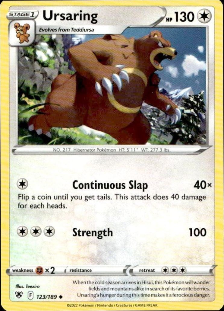 2022 Pokémon Astral Radiance Ursaring #123/189 Pokémon card front