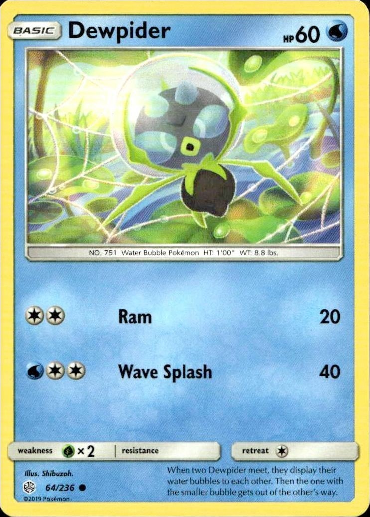 2019 Pokémon Cosmic Eclipse Dewpider #064/236 trading card