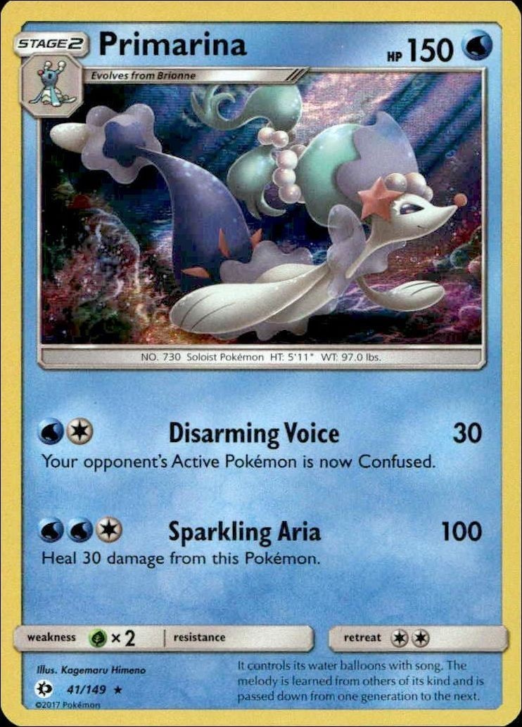 2017 Pokémon Sun & Moon Primarina #041/149 trading card