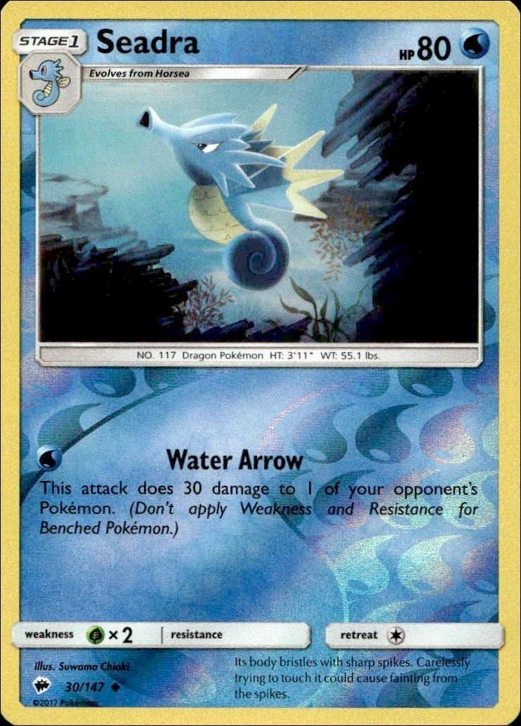 2017 Pokémon Burning Shadows Seadra #030/147 trading card