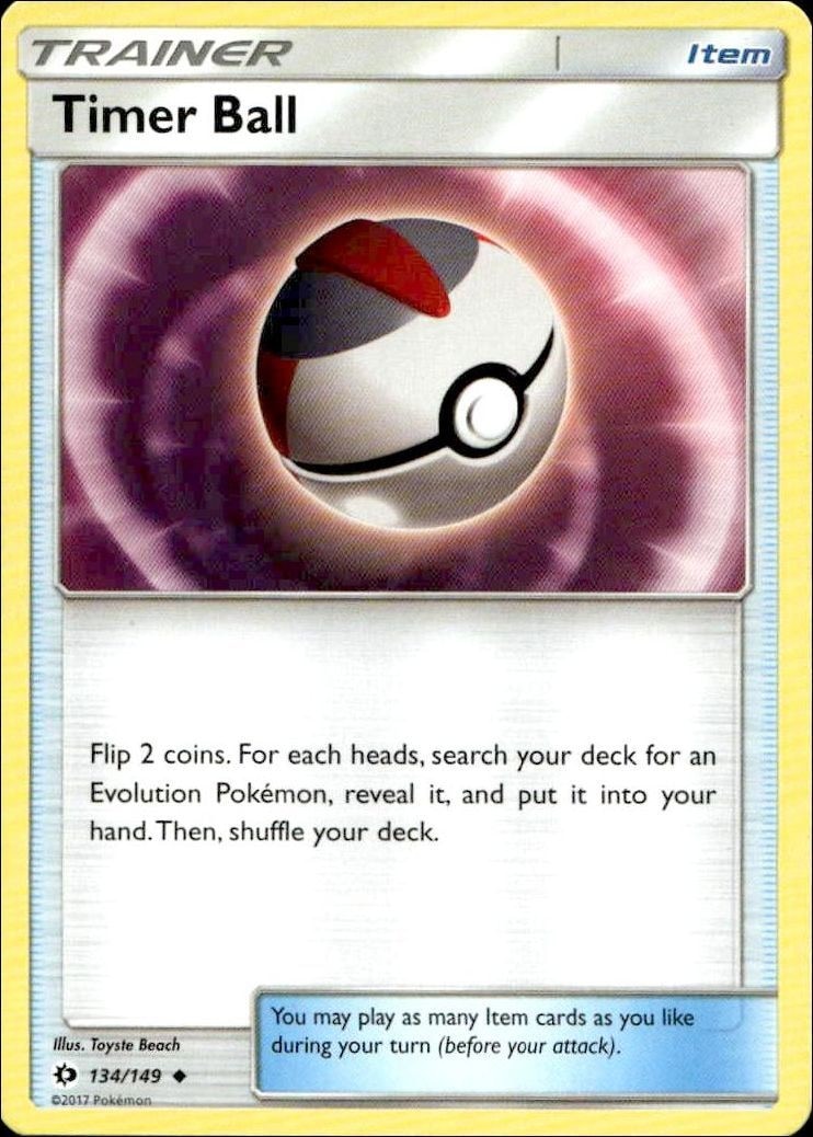 2017 Pokémon Sun & Moon Timer Ball #134/149 trading card