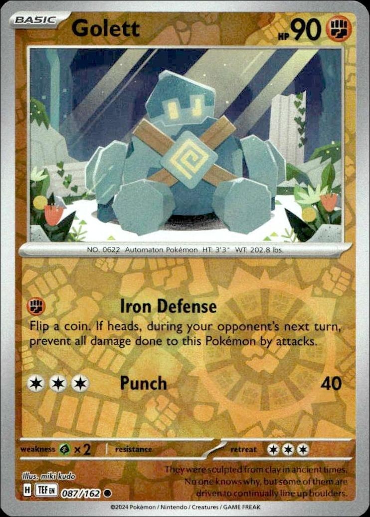 2024 Pokémon Temporal Forces Golett #087/162 Pokémon card front
