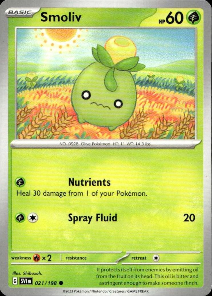 2023 Pokémon Scarlet & Violet Smoliv #021/198 trading card