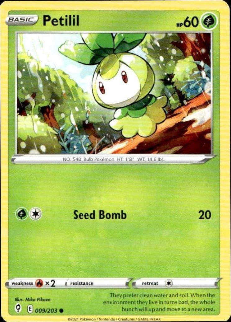 2021 Pokémon Evolving Skies Petilil #009/203 Pokémon card front