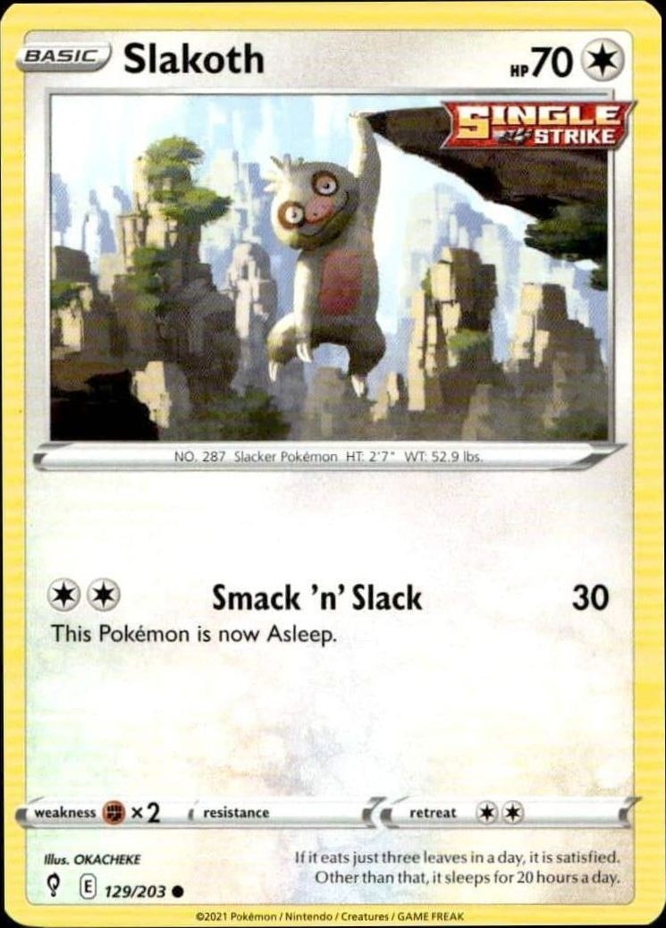 2021 Pokémon Evolving Skies Slakoth #129/203 trading card