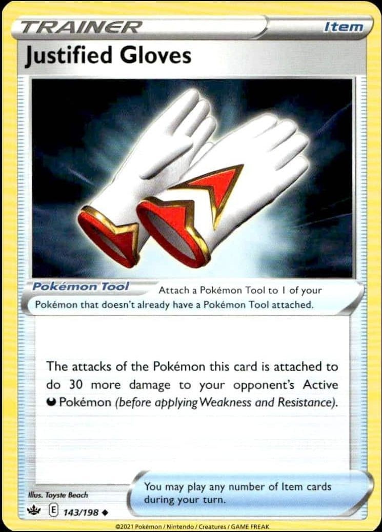 2021 Pokémon Chilling Reign Justified Gloves #143/198 trading card
