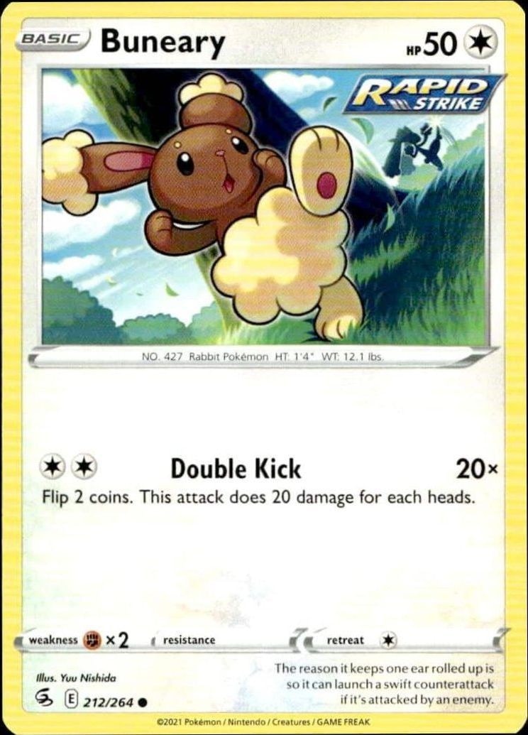 2021 Pokémon Fusion Strike Buneary #212/264 trading card