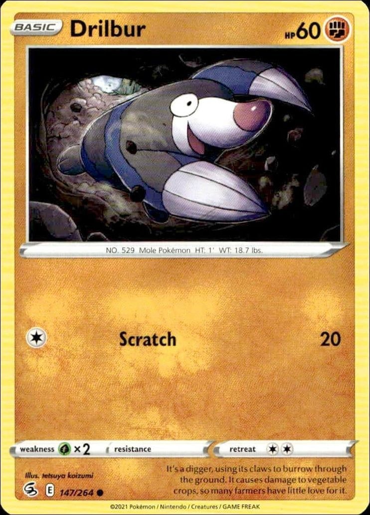 2021 Pokémon Fusion Strike Drilbur #147/264 trading card