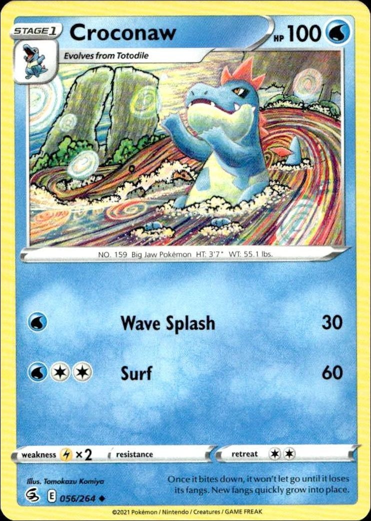 2021 Pokémon Fusion Strike Croconaw #056/264 trading card