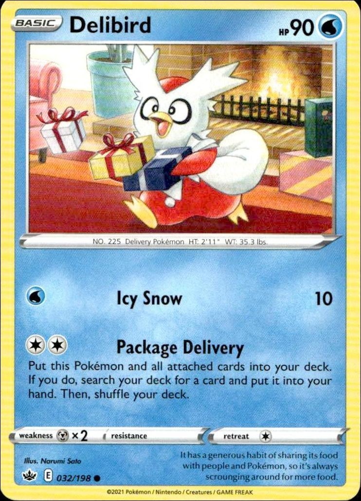2021 Pokémon Chilling Reign Delibird #032/198 trading card