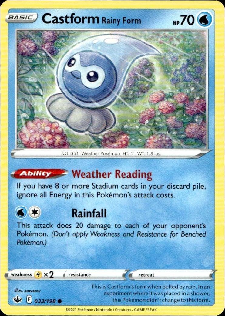 2021 Pokémon Chilling Reign Castform Rainy Form #033/198 trading card