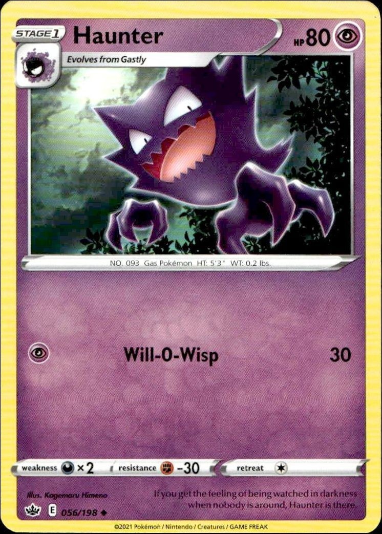 2021 Pokémon Chilling Reign Haunter #056/198 trading card