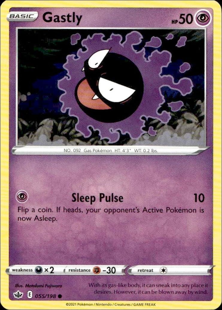 2021 Pokémon Chilling Reign Gastly #055/198 trading card