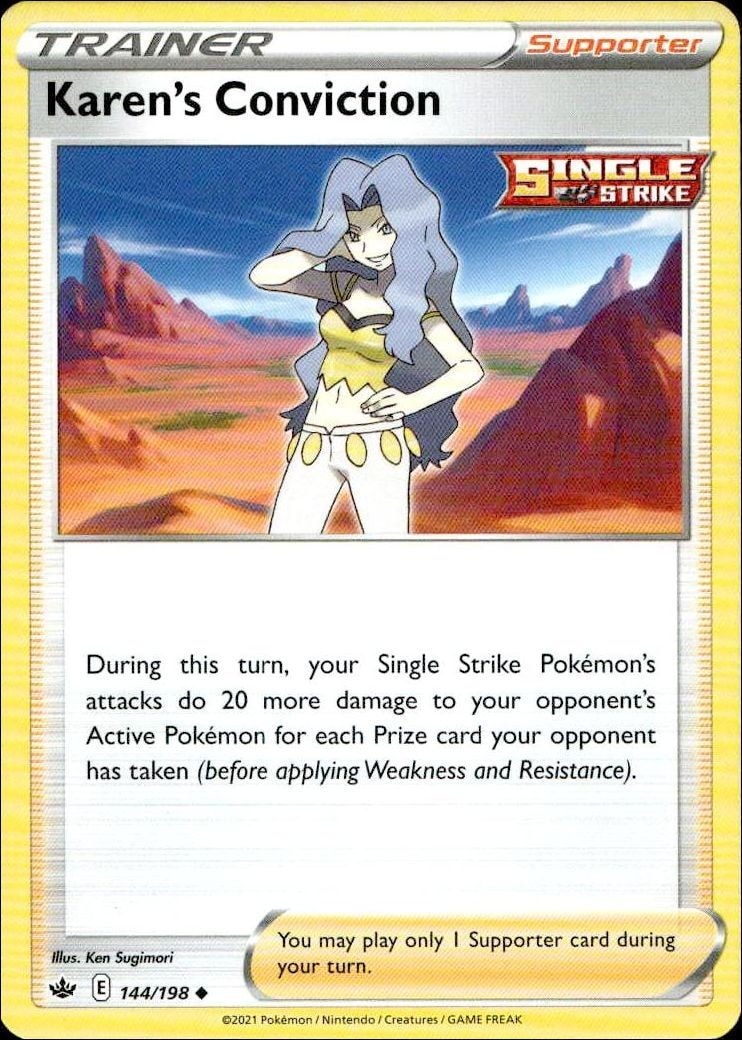 2021 Pokémon Chilling Reign Karen's Conviction #144/198 trading card