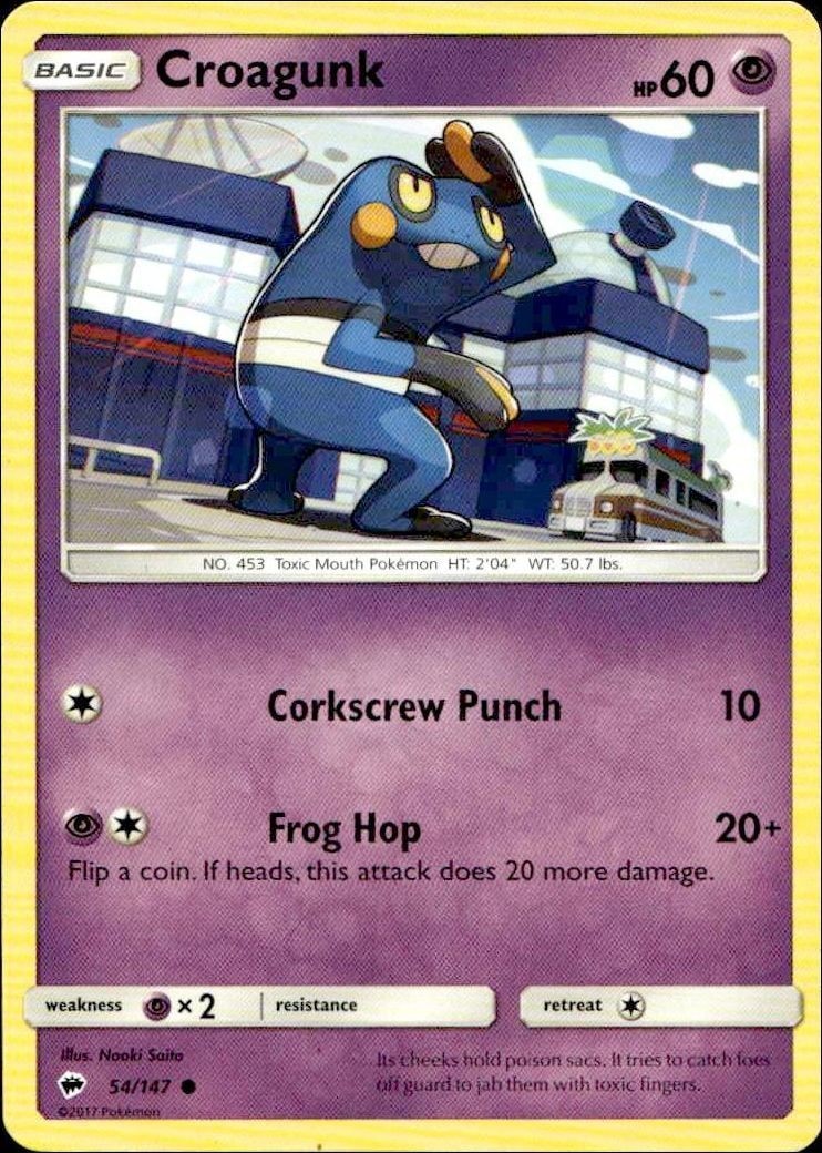 2017 Pokémon Burning Shadows Croagunk #054/147 trading card