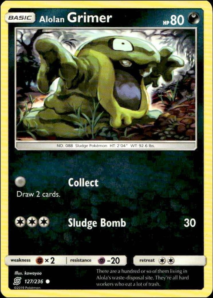 2019 Pokémon Unified Minds Alolan Grimer #127/236 trading card