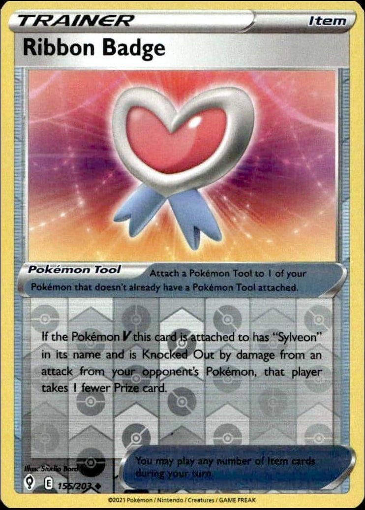 2021 Pokémon Evolving Skies Ribbon Badge #155/203 trading card