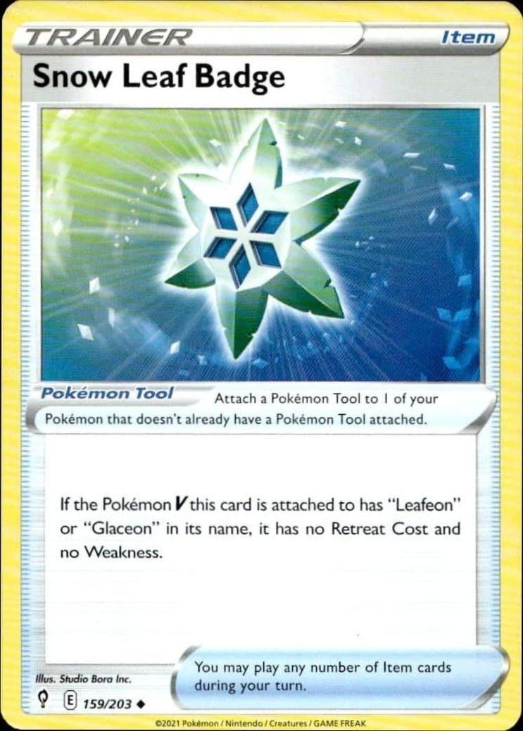 2021 Pokémon Evolving Skies Snow Leaf Badge #159/203 trading card