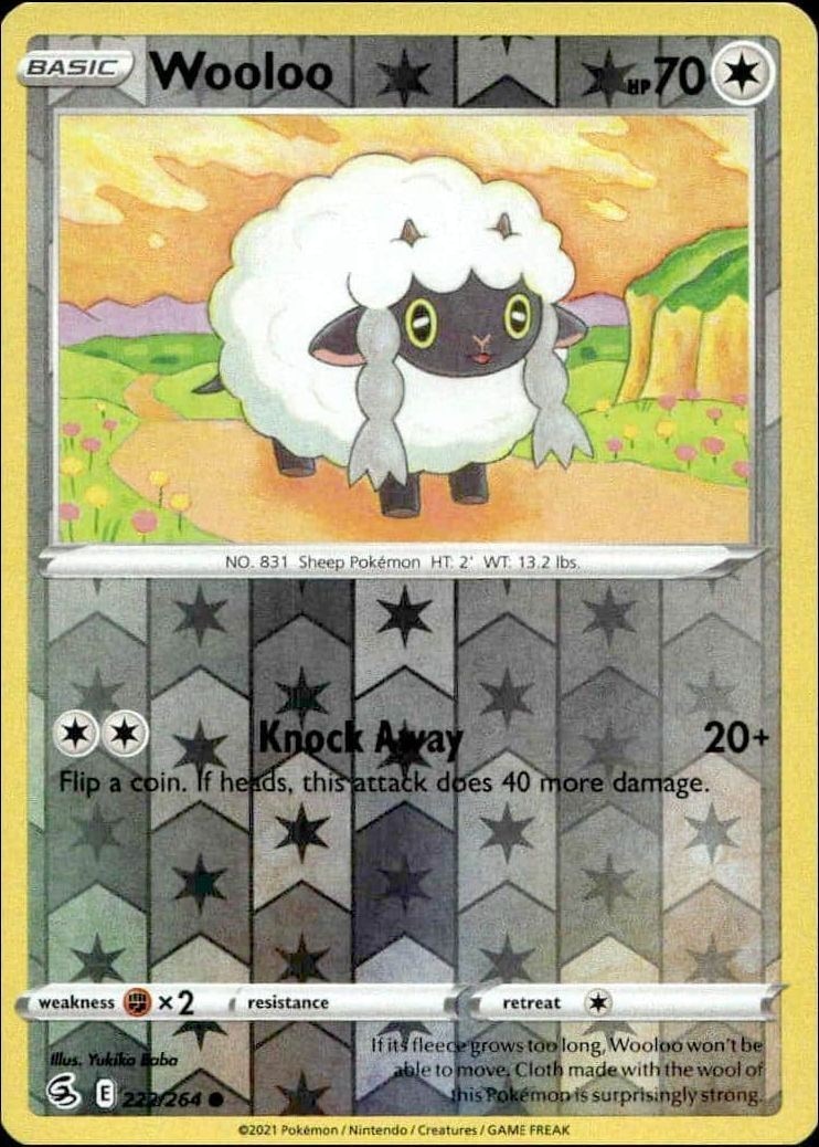 2021 Pokémon Fusion Strike Wooloo #222/264 trading card