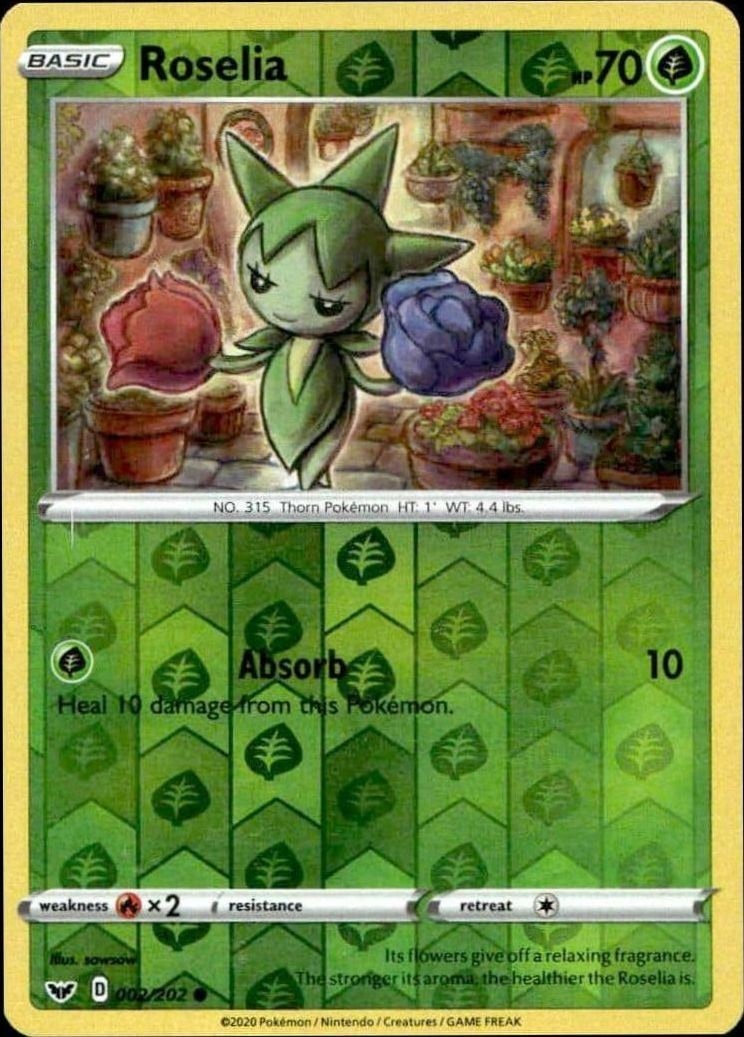 2020 Pokémon Sword & Shield Roselia #002/202 trading card