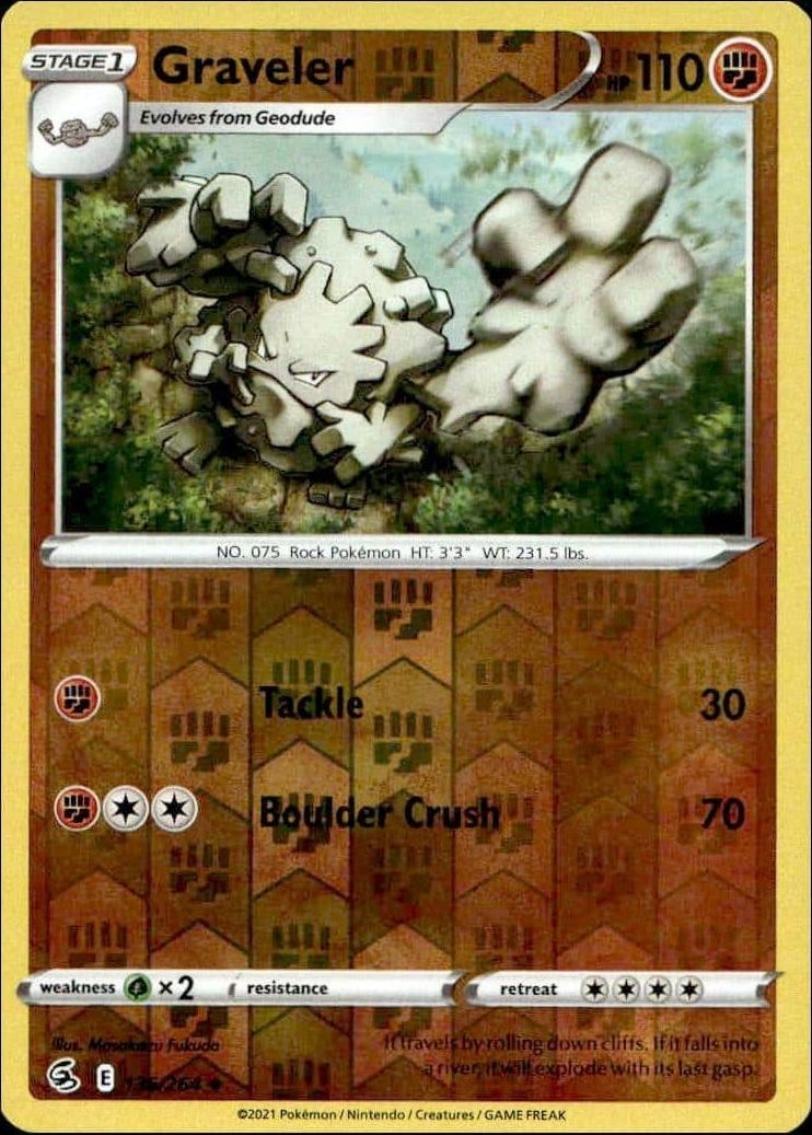 2021 Pokémon Fusion Strike Graveler #136/264 Pokémon card front