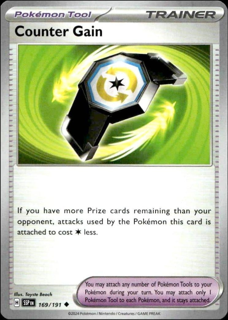 2024 Pokémon Surging Sparks Counter Gain #169/191 Pokémon card front