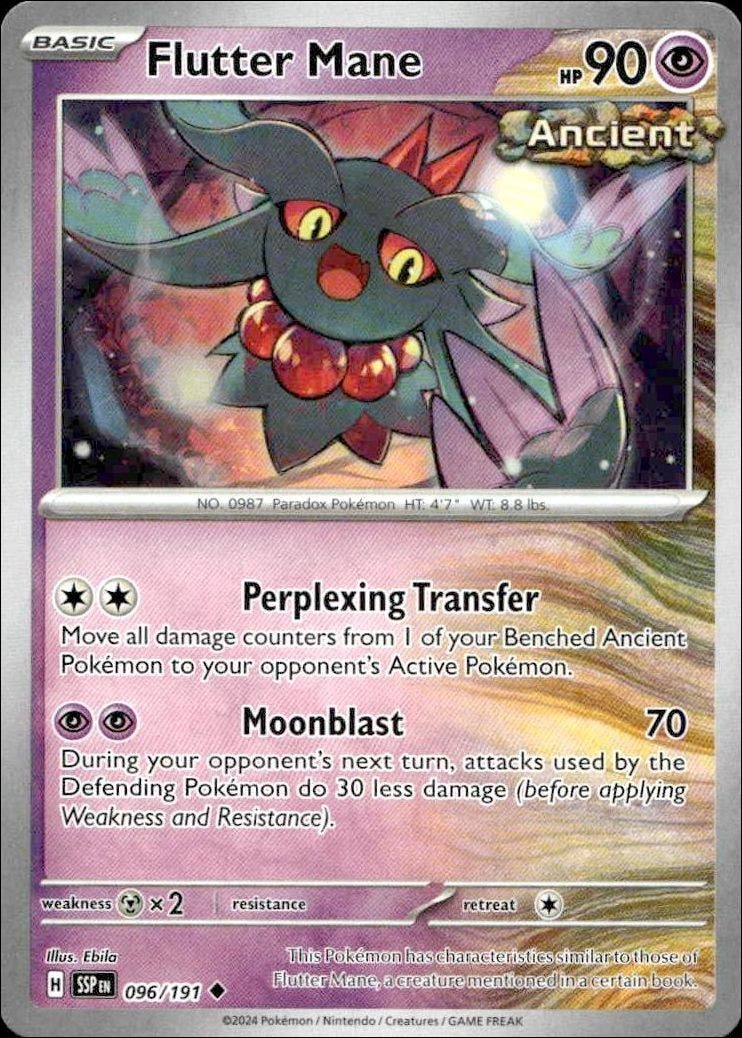 2024 Pokémon Surging Sparks Flutter Mane #096/191 trading card