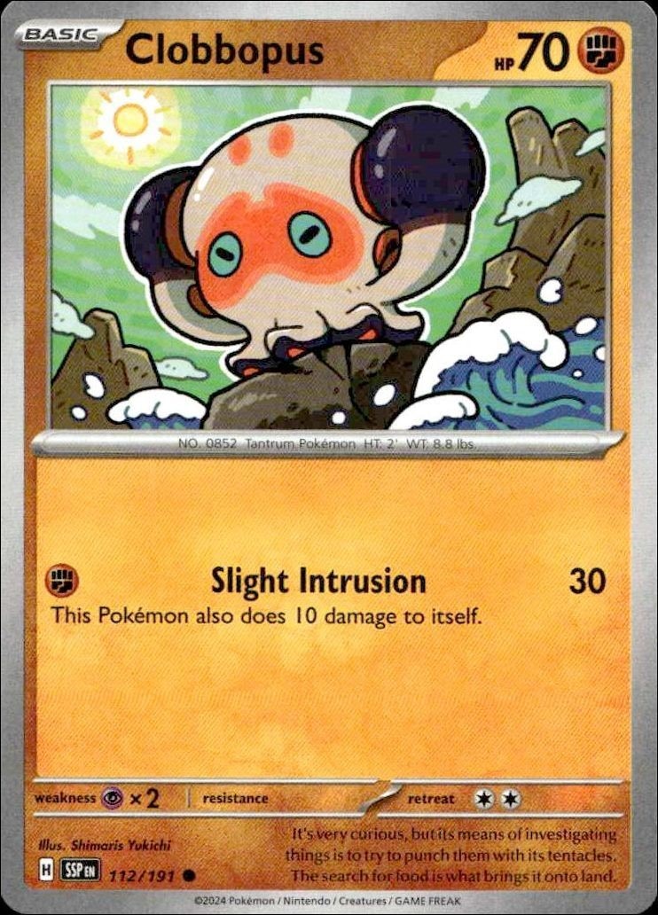 2024 Pokémon Surging Sparks Clobbopus #112/191 Pokémon card front