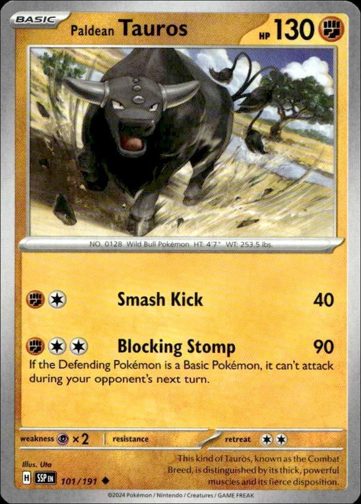 2024 Pokémon Surging Sparks Paldean Tauros #101/191 trading card
