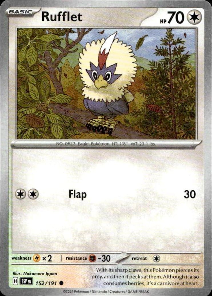 2024 Pokémon Surging Sparks Rufflet #152/191 trading card