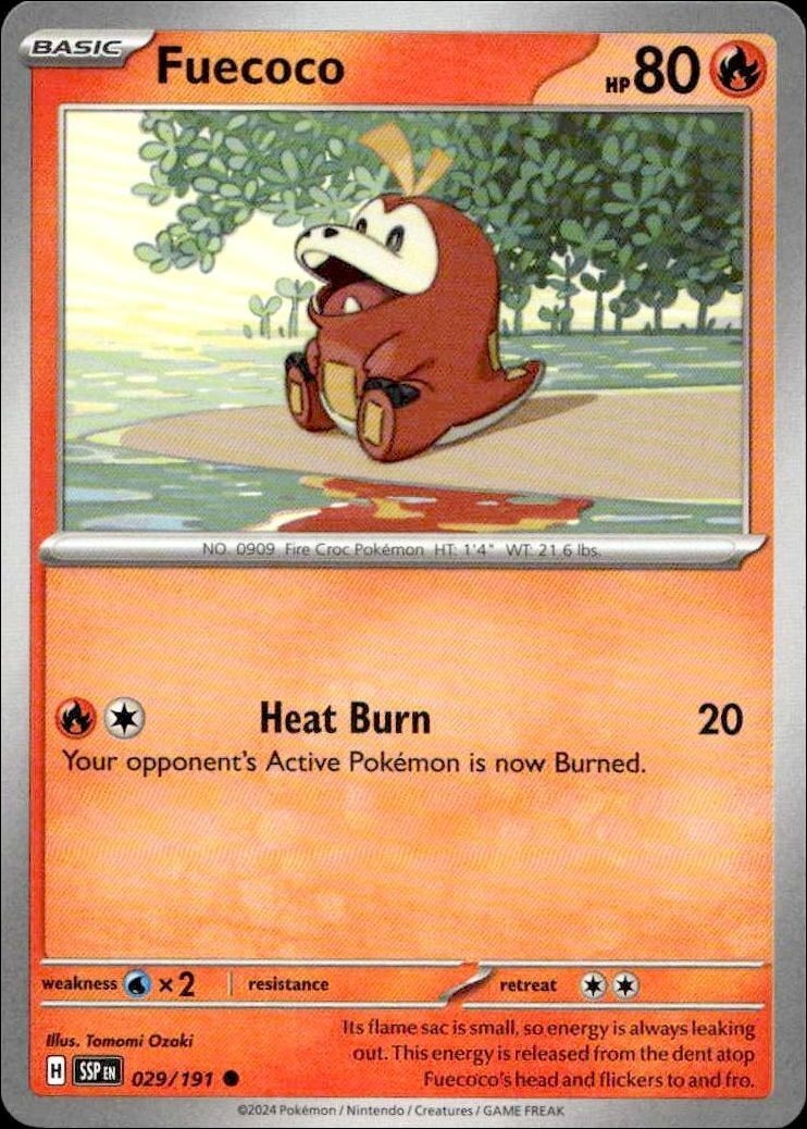 2024 Pokémon Surging Sparks Fuecoco #029/191 trading card