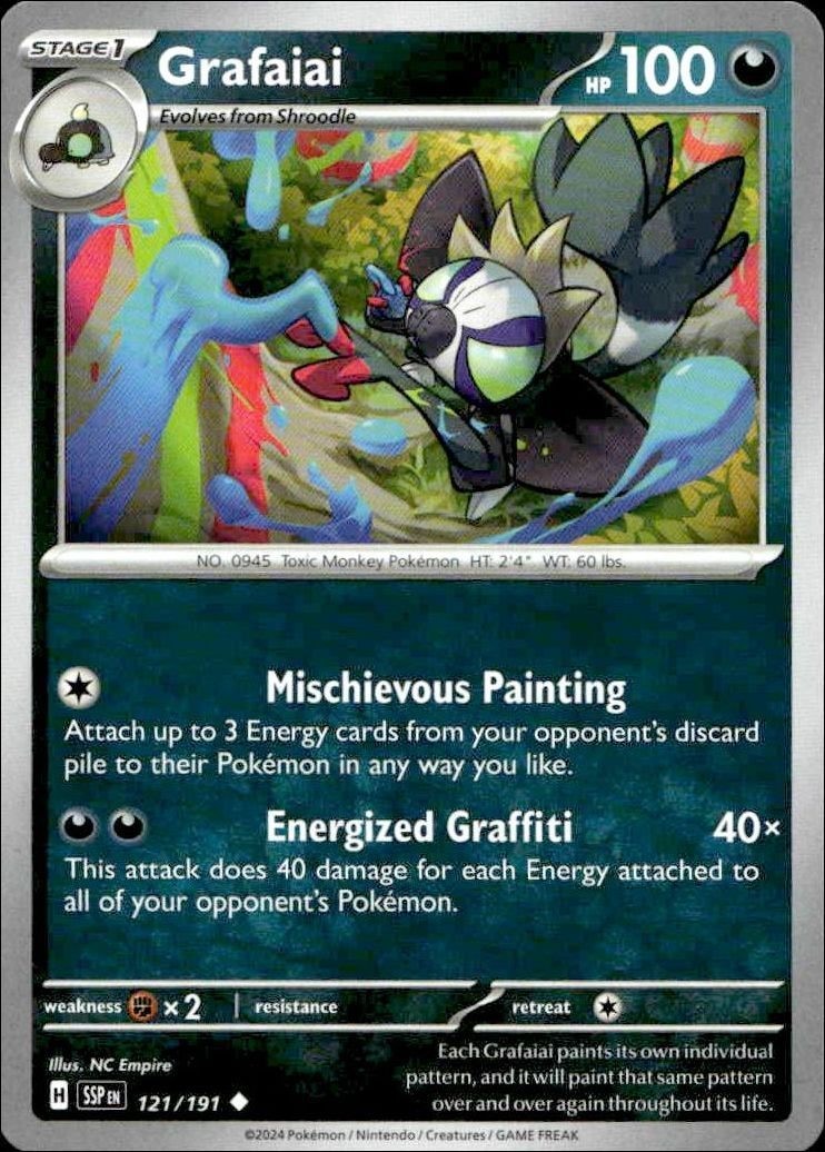 2024 Pokémon Surging Sparks Grafaiai #121/191 trading card