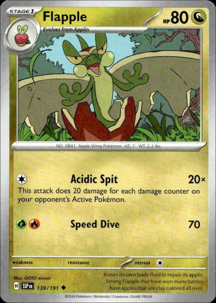 2024 Pokémon Surging Sparks Flapple #139/191 trading card