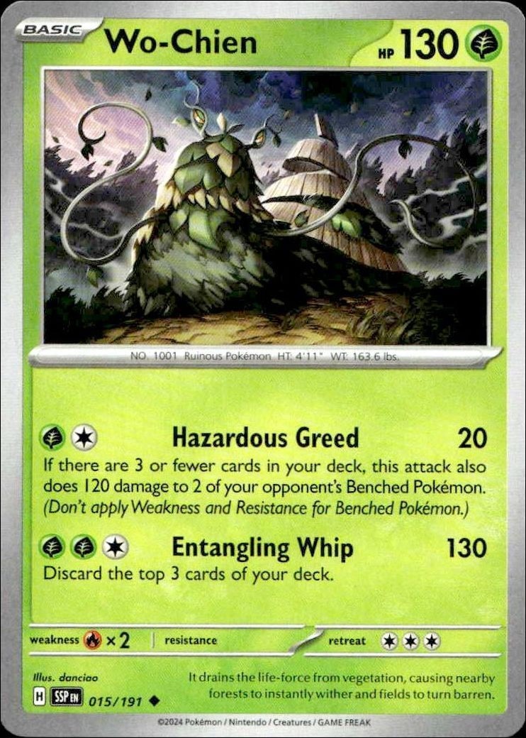 2024 Pokémon Surging Sparks Wo-Chien #015/191 Pokémon card front
