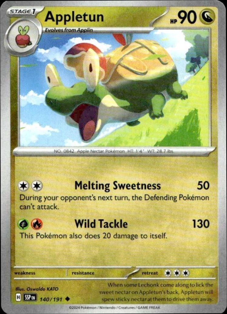 2024 Pokémon Surging Sparks Appletun #140/191 Pokémon card front