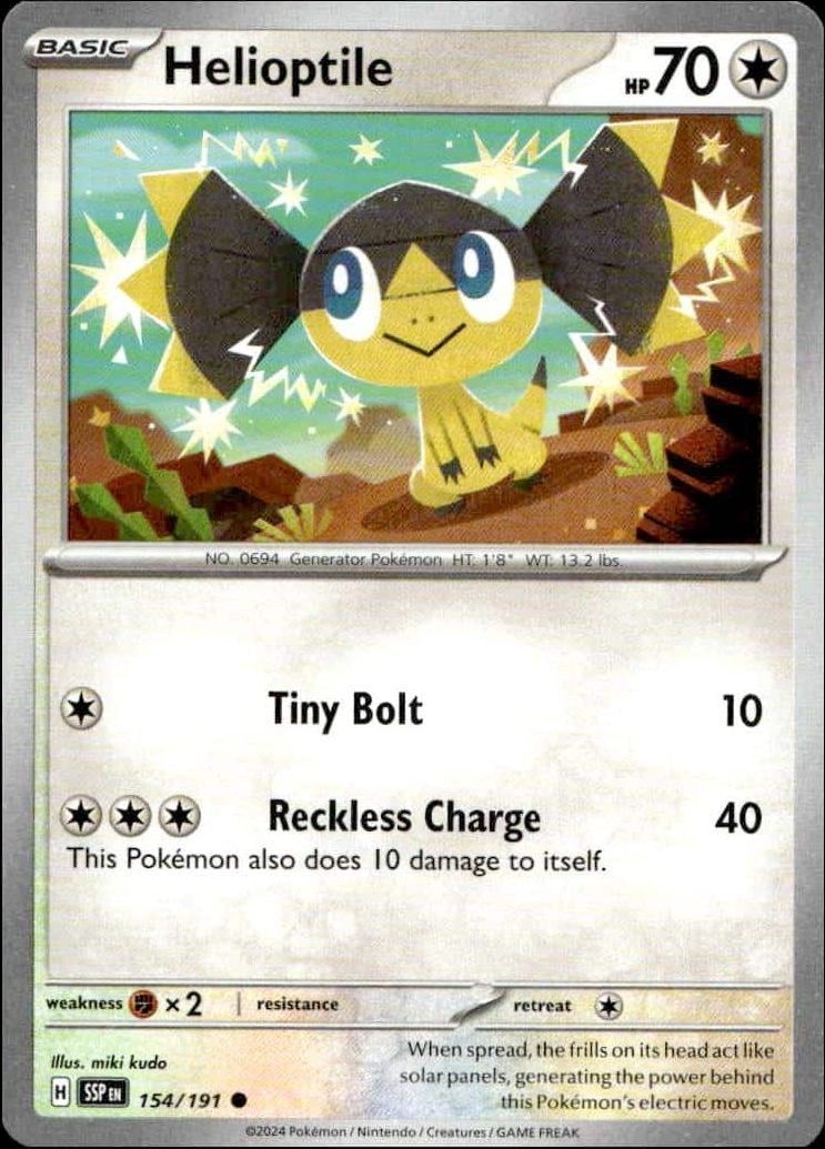 2024 Pokémon Surging Sparks Helioptile #154/191 trading card