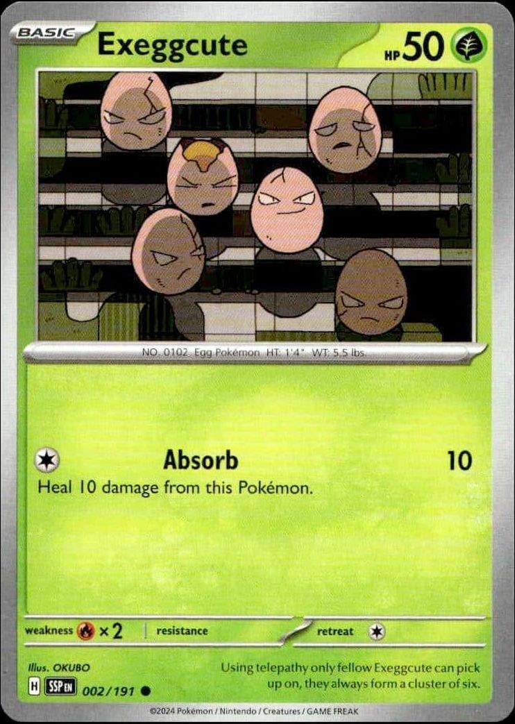 2024 Pokémon Surging Sparks Exeggcute #002/191 trading card