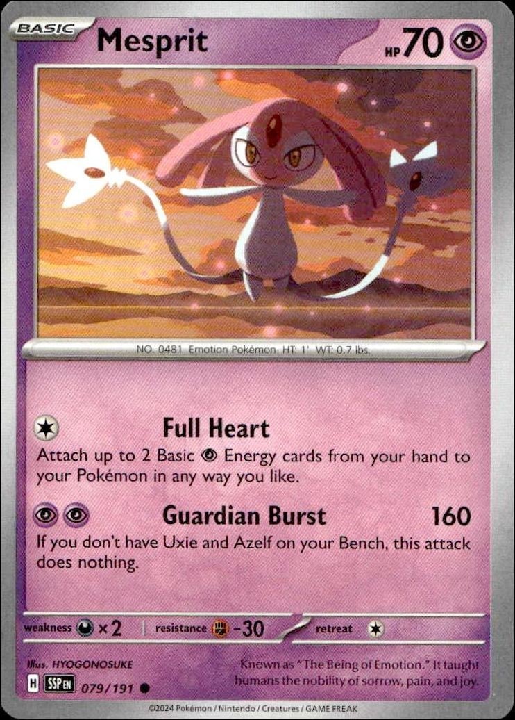 2024 Pokémon Surging Sparks Mesprit #079/191 Pokémon card front