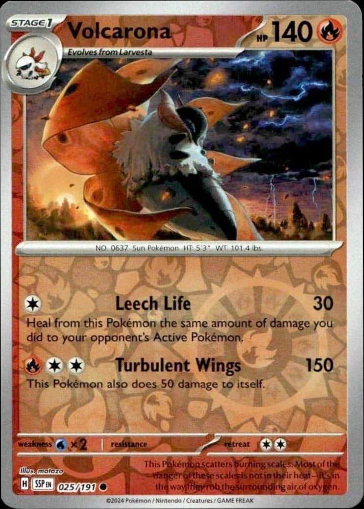 2024 Pokémon Surging Sparks Volcarona #025/191 trading card