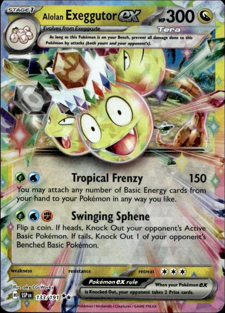 2024 Pokémon Surging Sparks Alolan Exeggutor ex #133/191 trading card