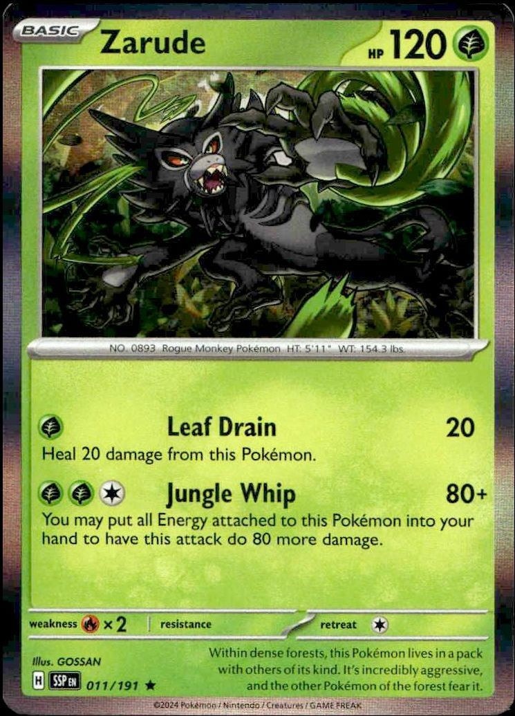 2024 Pokémon Surging Sparks Zarude #011/191 trading card
