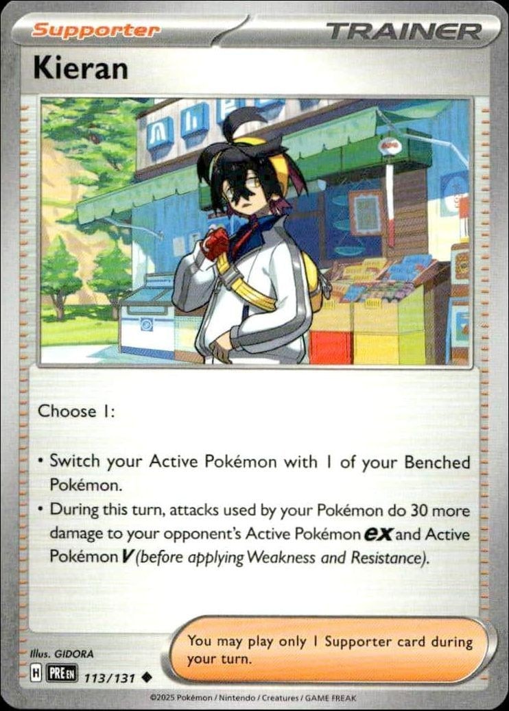 2025 Pokémon Prismatic Evolutions Kieran #113/131 trading card