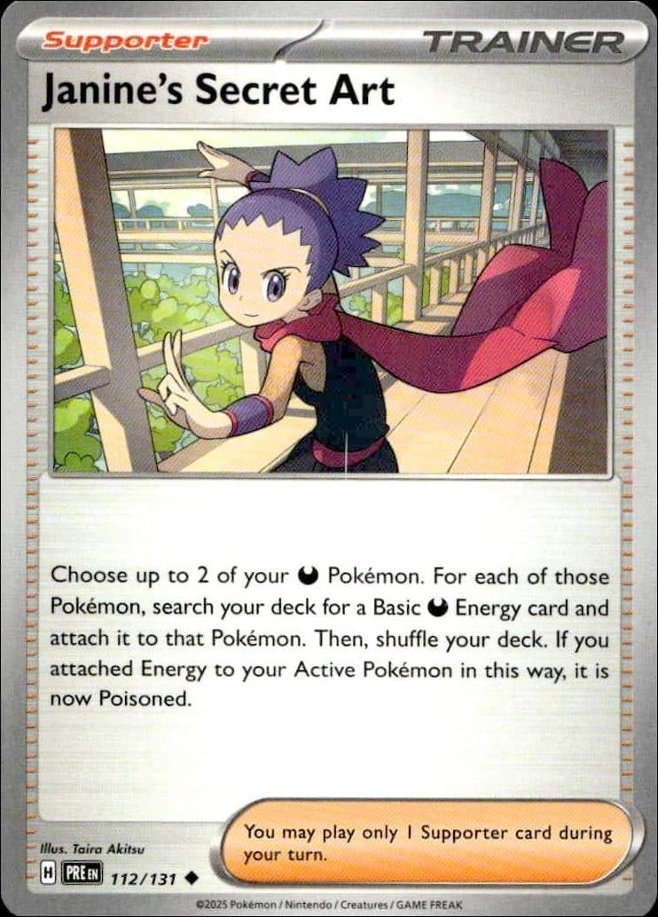 2025 Pokémon Prismatic Evolutions Janine's Secret Art #112/131 trading card