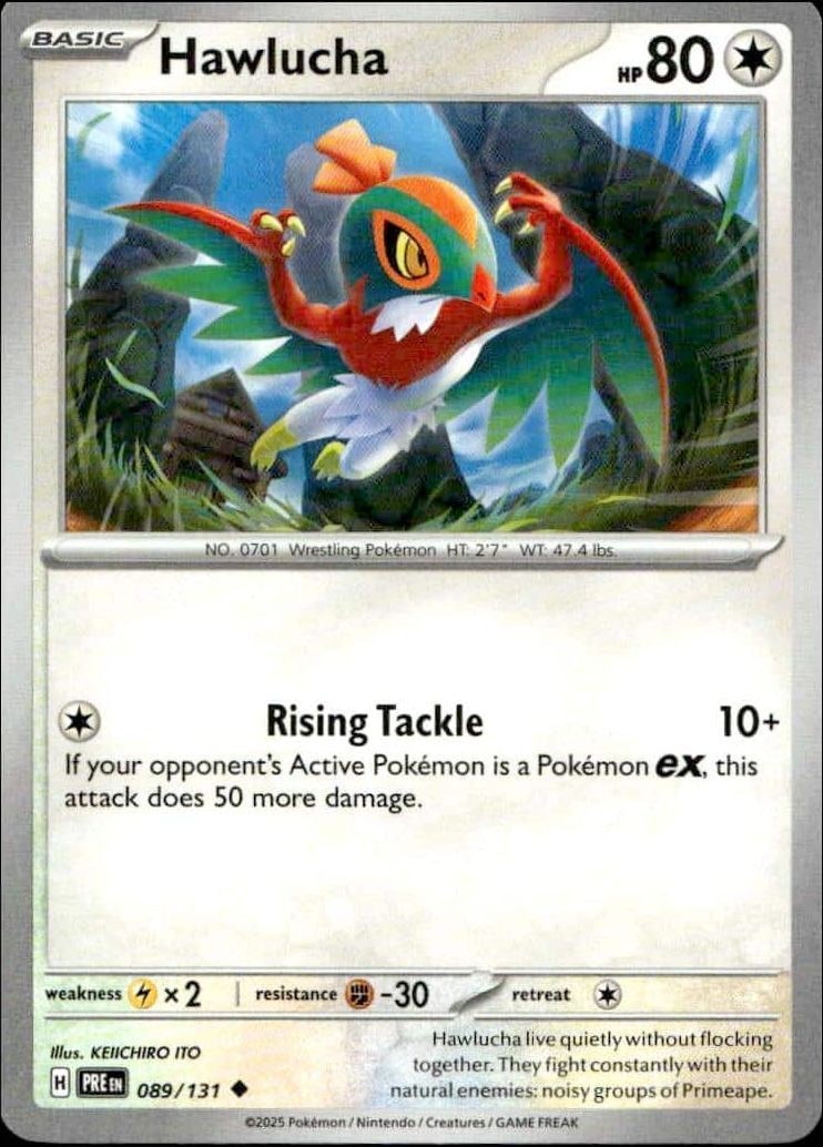 2025 Pokémon Prismatic Evolutions Hawlucha #089/131 trading card