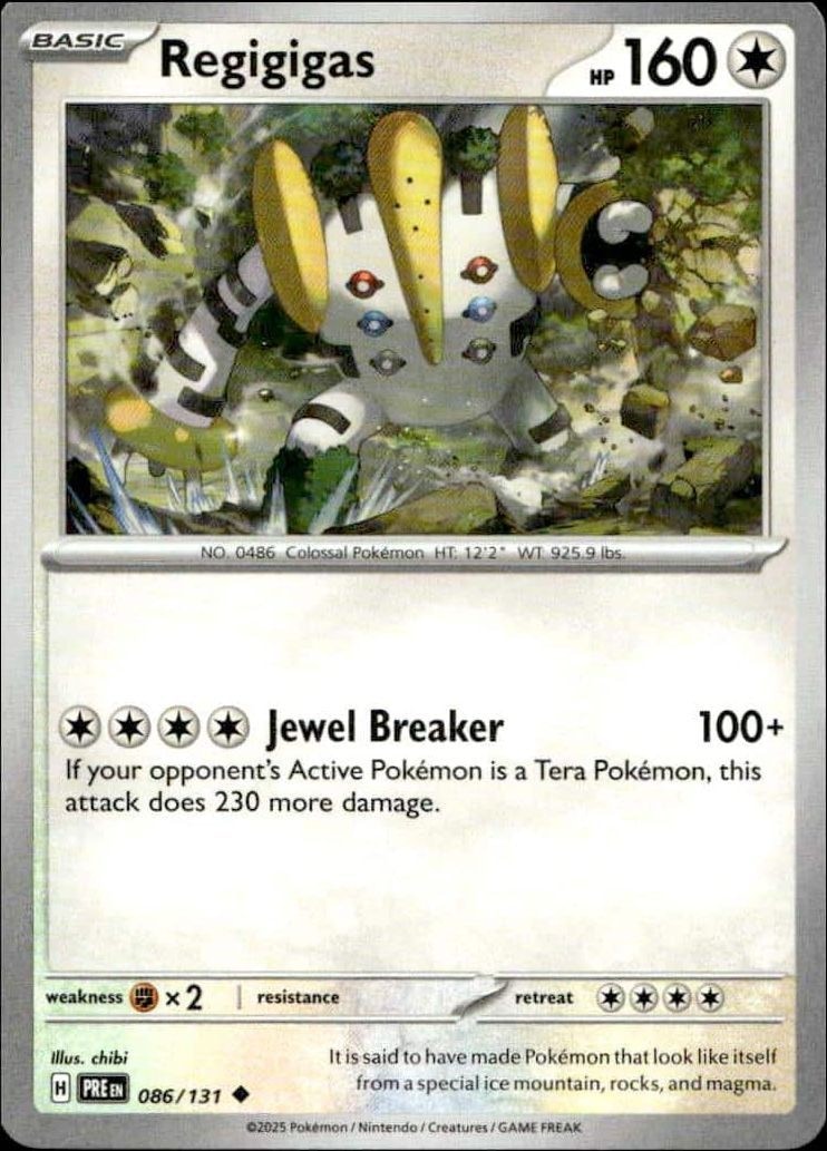 2025 Pokémon Prismatic Evolutions Regigigas #086/131 trading card