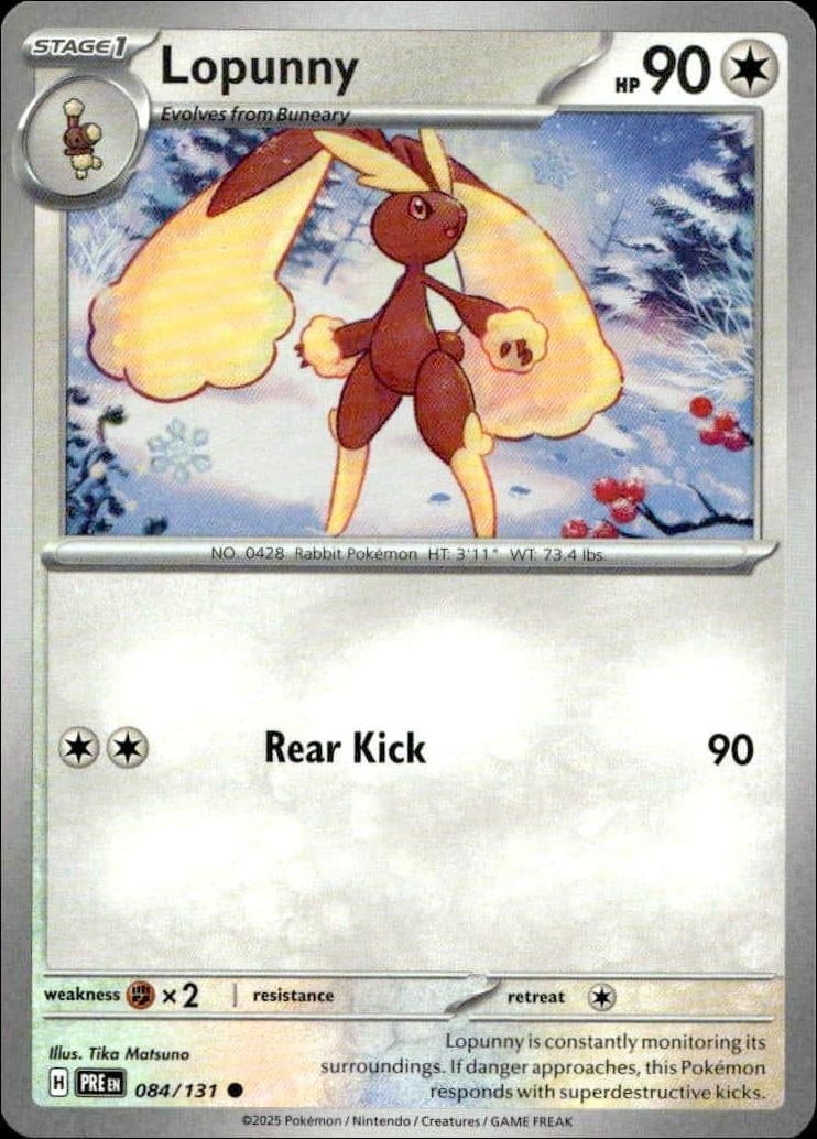 2025 Pokémon Prismatic Evolutions Lopunny #084/131 trading card