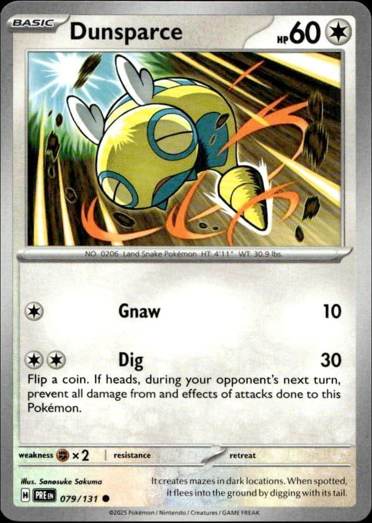 2025 Pokémon Prismatic Evolutions Dunsparce #079/131 trading card