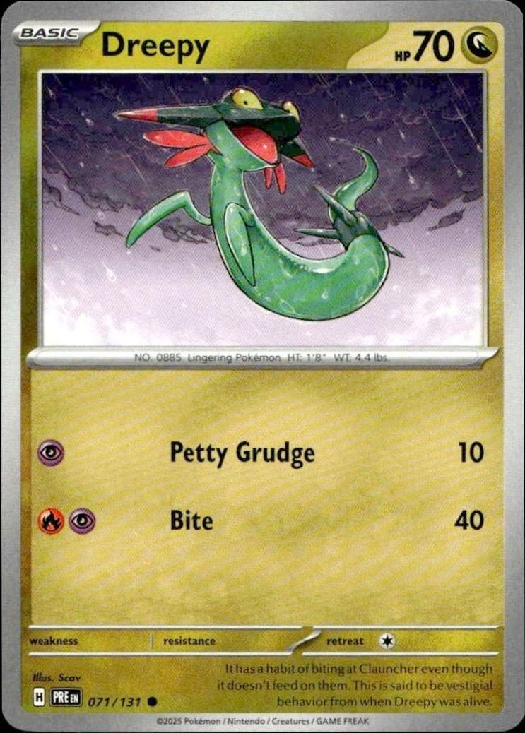 2025 Pokémon Prismatic Evolutions Dreepy #071/131 trading card