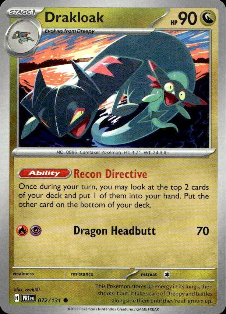 2025 Pokémon Prismatic Evolutions Drakloak #072/131 trading card